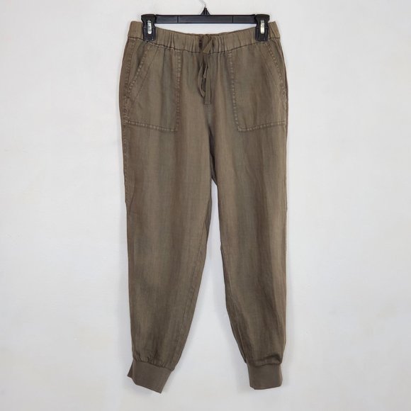 JOIE Khaki Linen Jogger Cropped Pants XS EUC - Picture 1 of 7